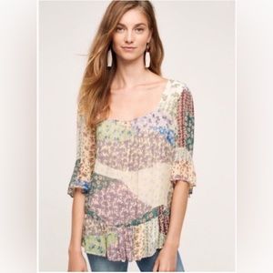 florets by Anthropology floral BoHo blouse size Small